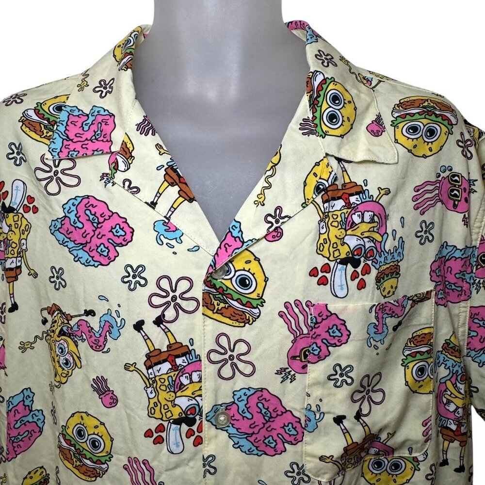 Sponge Bob Squarepants Crabby Patty Hawaiian Camp Shirt Mens Nerd Culture XL NWT